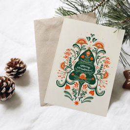 Noordse kerstboom met Scandinavische ornamenten  Feestdagenkaart