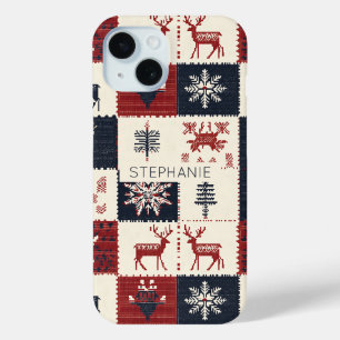 noordse kerstbrei   Rendieren en sneeuwvlokken iPhone 15 Case