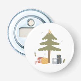 Noordse kerstfeest Scandi kerstboom Button Flesopener
