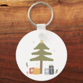 Noordse kerstfeest Scandi kerstboom Sleutelhanger (Achterkant)