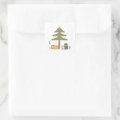 Noordse kerstfeest Scandi kerstboom Vierkante Sticker (Tas)