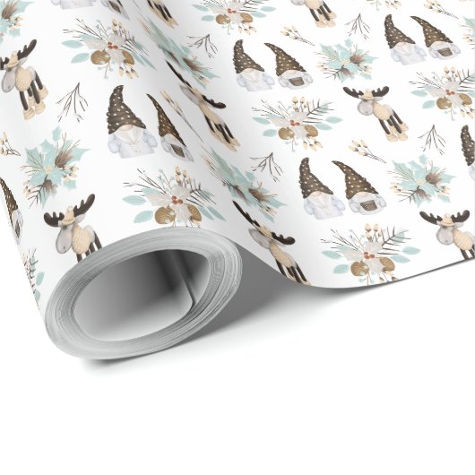 Noordse kerstfeestdag feestelijke gnomen en ganzen cadeaupapier (Rol Hoek)