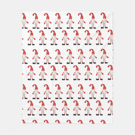Noordse Kerstkabouters Cartoon Patroon Rood Grijs Fleece Deken