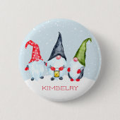 Noordse Kerstkabouters Naam Ronde Button 5,7 Cm (Voorkant)