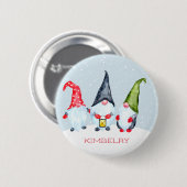 Noordse Kerstkabouters Naam Ronde Button 5,7 Cm (Voorkant /achterkant)