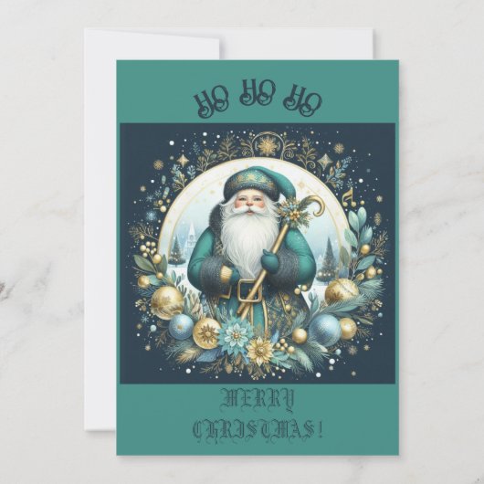 Noordse Kerstman Ho Ho Ho Snowy Christmas Cheer Pa Kaart (Achterkant)