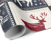 noordse kerstpatchwork | gebreid rendier cadeaupapier (Rol Hoek)