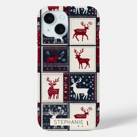 noordse kerstpatchwork | gebreid rendier Case-Mate iPhone case (Achterkant)