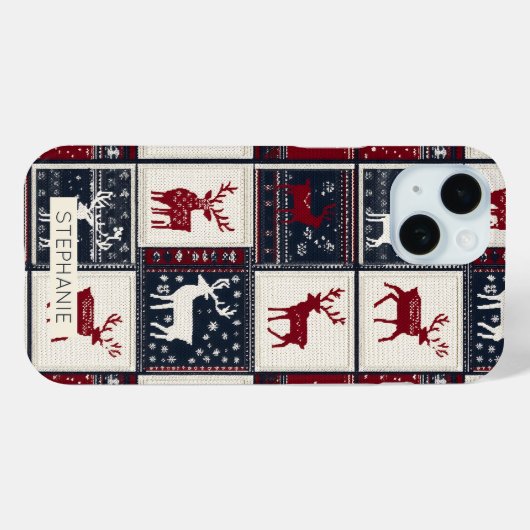 noordse kerstpatchwork | gebreid rendier Case-Mate iPhone case (Achterkant (horizontaal))