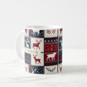 noordse kerstpatchwork | gebreid rendier koffiemok (Voorkant links)