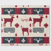 noordse kerstpatchwork | Gebreide rendieren (2) Cadeaupapier (Vlak)
