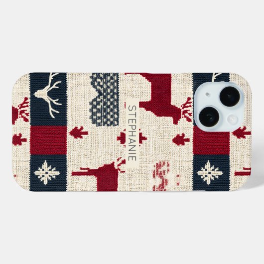 noordse kerstpatchwork | Gebreide rendieren (2) Case-Mate iPhone Case (Achterkant (horizontaal))