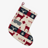 noordse kerstpatchwork | Gebreide rendieren (2) Grote Kerstsok (Voorkant (Hangend))