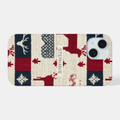 noordse kerstpatchwork | Gebreide rendieren (2) iPhone 15 Case (Achterkant horizontaal)