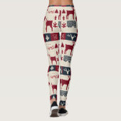 noordse kerstpatchwork | Gebreide rendieren (2) Leggings (Achterkant)