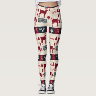 noordse kerstpatchwork   Gebreide rendieren (2) Leggings