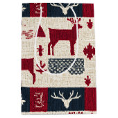 noordse kerstpatchwork | Gebreide rendieren (2) Medium Cadeauzakje (Voorkant)