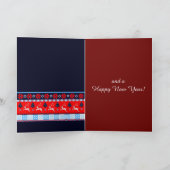 Noordse kerstpatroon & aangepaste tekst feestdagen kaart (Binnen)