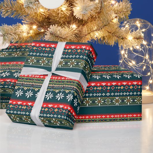 Noordse kerstpatroon cadeaupapier (Feestdagen)