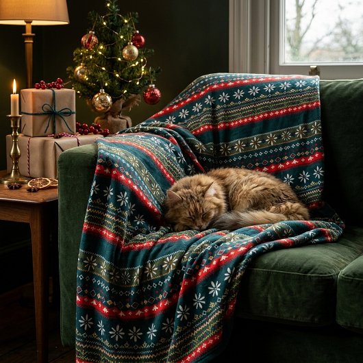 Noordse kerstpatroon fleece deken