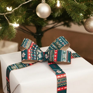 Noordse kerstpatroon satijnen lint