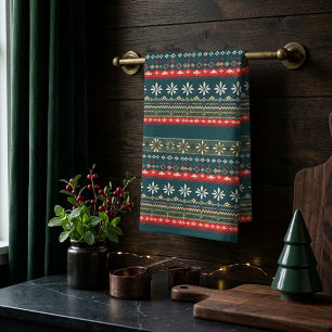 Noordse kerstpatroon theedoek