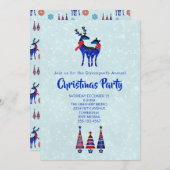 Noordse kerstrenrendierpartij kaart (Voorkant / Achterkant)