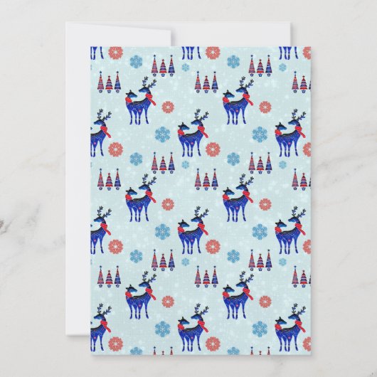 Noordse kerstrenrendierpartij kaart (Achterkant)