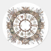 Noordse krans ronde sticker (Voorkant)