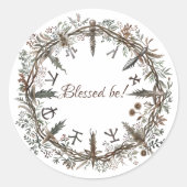 Noordse krans ronde sticker (Voorkant)