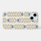 Noordse laurier bloemstreeppatroon iPhone 15 case (Achterkant horizontaal)
