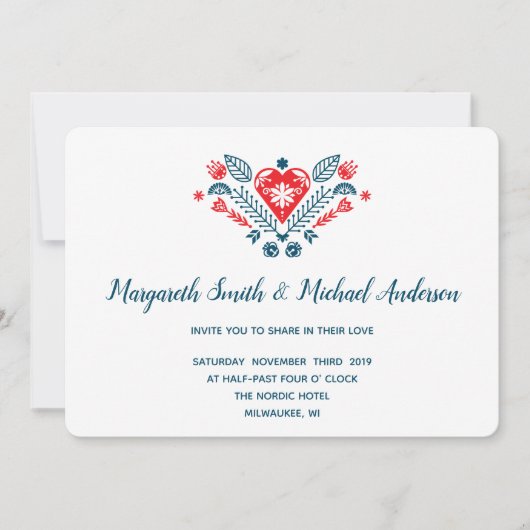 Noordse liefde in rood en blauw | Weddenschap Kaart (Voorkant)