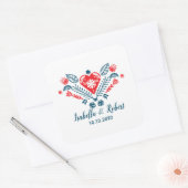 Noordse liefde in rood en blauw | Weddenschap Vierkante Sticker (Envelop)