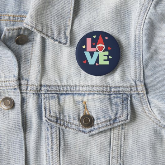 Noordse liefdeskabouter: Whimsical Pastel Hart Ronde Button 5,7 Cm (In situ)