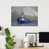 Noordse mariner, Crab Boat in de Nederlandse haven Poster (Thuiskantoor)