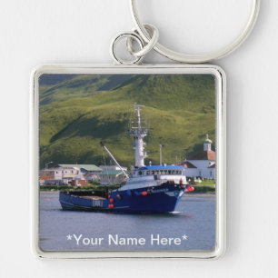 Noordse mariner, Crab Boat in de Nederlandse haven Sleutelhanger