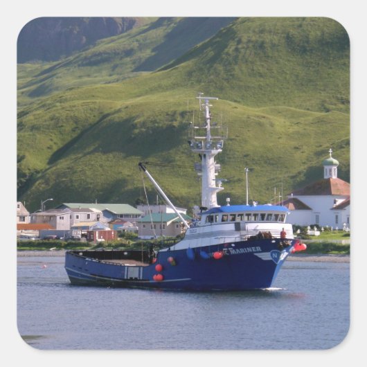 Noordse mariner, Crab Boat in de Nederlandse haven Vierkante Sticker (Voorkant)