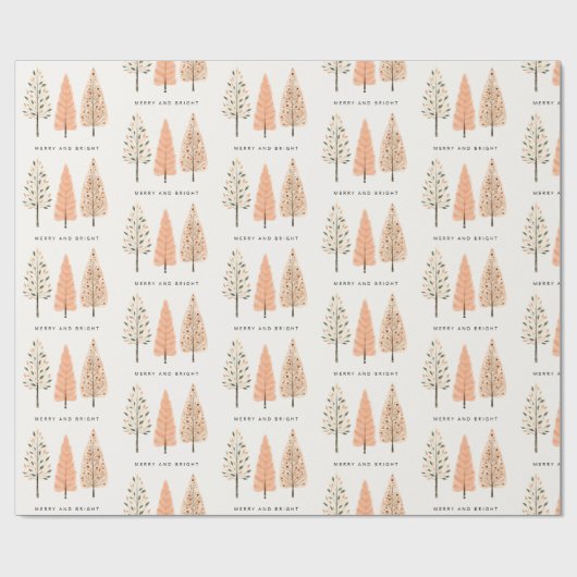 Noordse moderne vrolijke en heldere kerstpijnboom cadeaupapier (Vlak)