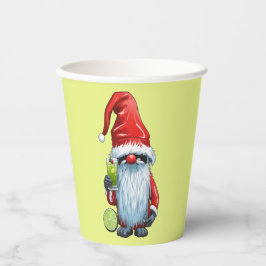 Noordse Nisse Kabouter Gonk met een glas limoen  Papieren Bekers