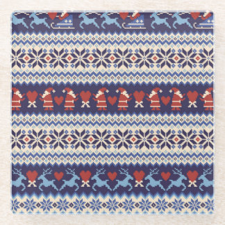 Noordse Patroon: Charmante Illustratie Glazen Onderzetter