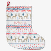 Noordse rendier Scandinavische Fairisle gepersonal Grote Kerstsok (Voorkant)