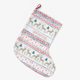 Noordse rendier Scandinavische Fairisle gepersonal Grote Kerstsok