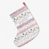 Noordse rendier Scandinavische Fairisle gepersonal Grote Kerstsok (Achterkant (Hangend))