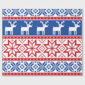 Noordse rendieren en sneeuwvlokken cadeaupapier (Vlak)