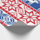 Noordse rendieren en sneeuwvlokken cadeaupapier (Hoek)