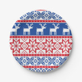 Noordse rendieren en sneeuwvlokken papieren bordje (Voorkant)