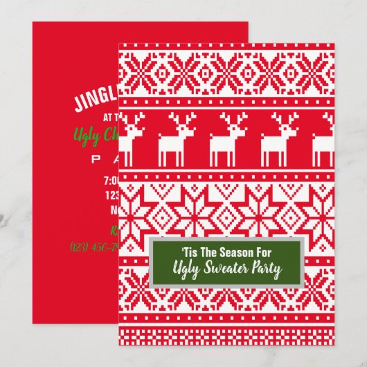 Noordse rendieren lelijke kerst trui partij kaart (Voorkant / Achterkant)