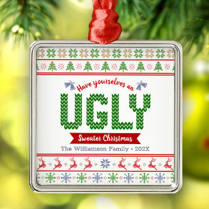 Noordse Rode Groene Brei Lelijke Trui Kerst Kitsch Metalen Ornament