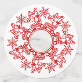 Noordse rode rendieren en sneeuwvlok Kerstmis Wijnglaslabel (Voorkant)