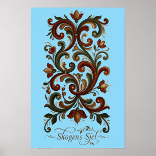 Noordse Rosemaling Poster, Skogens Sjel Scandinavi Poster